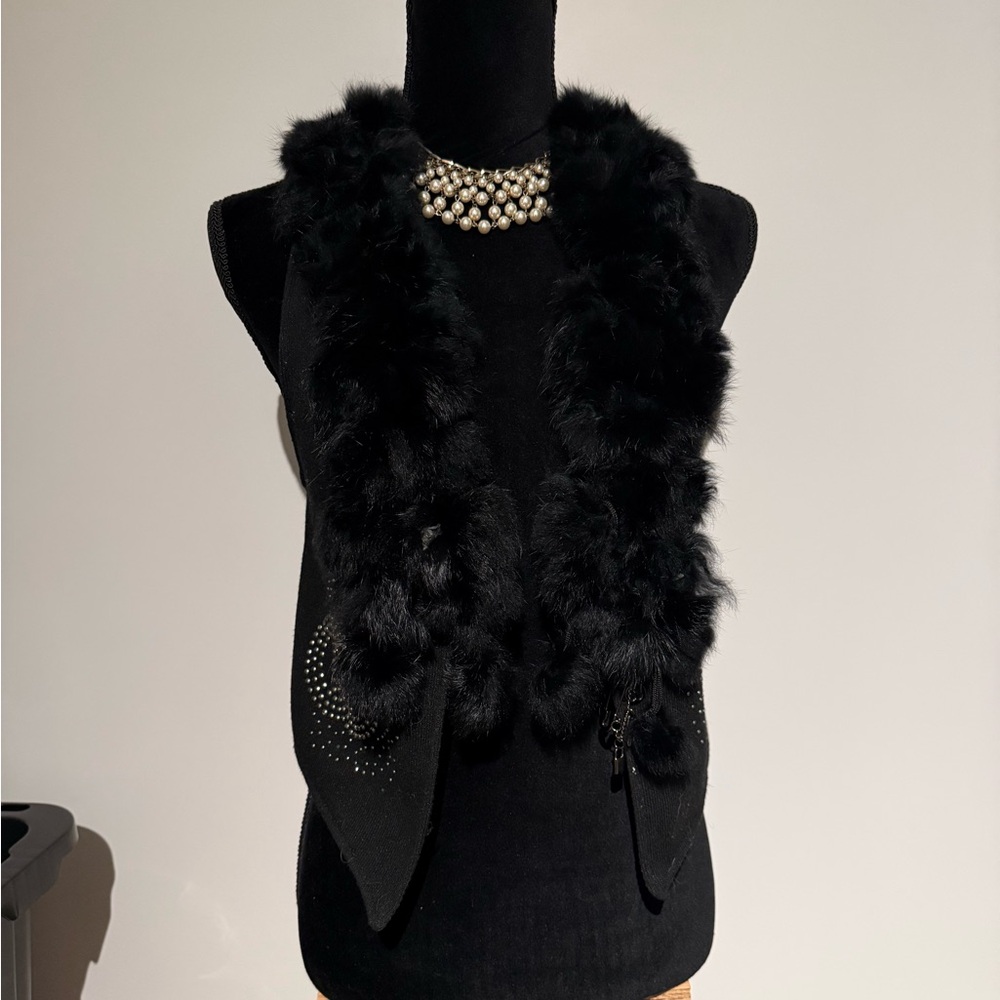 Elegant Black Fur Vest - Picture 1 of 7